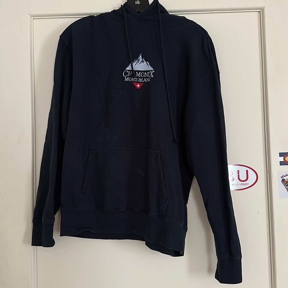 Brandy Melville Navy Charmonix Mont-Blanc Graphic Hoodie